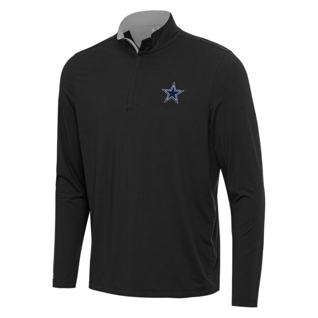 Men's Antigua Black/Gray Dallas Cowboys Content Quarter-Zip Pullover Top