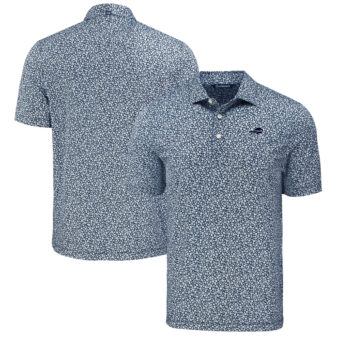 Men's Cutter & Buck Navy Buffalo Bills Pike Eco Flora Print Polo