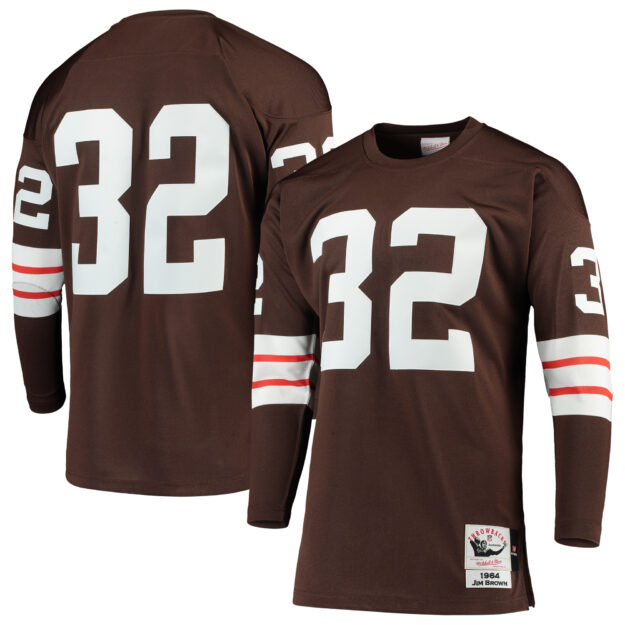 Men's Mitchell & Ness Jim Brown Brown Cleveland Browns 1964 Authentic Throwback Retired Player Jersey