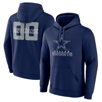 Men's Navy Dallas Cowboys Stellar Personalized Name & Number Pullover Hoodie