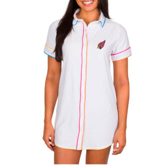 Women's Concepts Sport White Arizona Cardinals Flutter Knit Button-Up Nightshirt