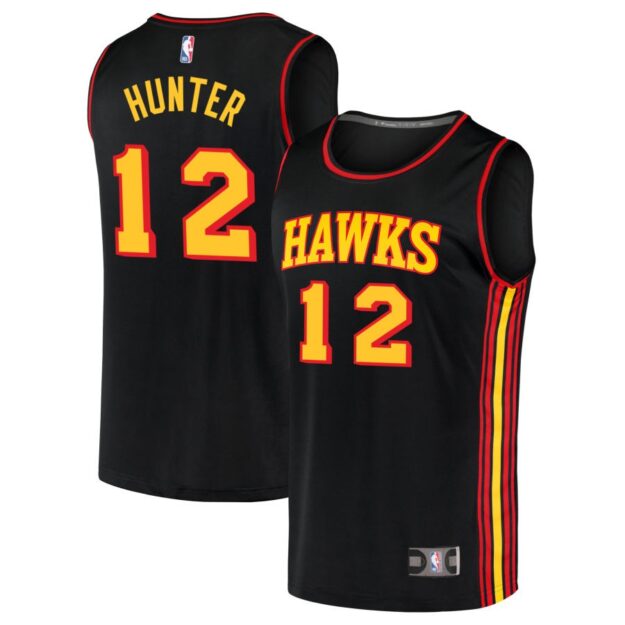 De'Andre Hunter Men's Fanatics Black Atlanta Hawks Fast Break Replica Custom Jersey - Statement Edition