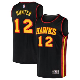 De'Andre Hunter Youth Fanatics Black Atlanta Hawks Fast Break Replica Custom Jersey - Statement Edition