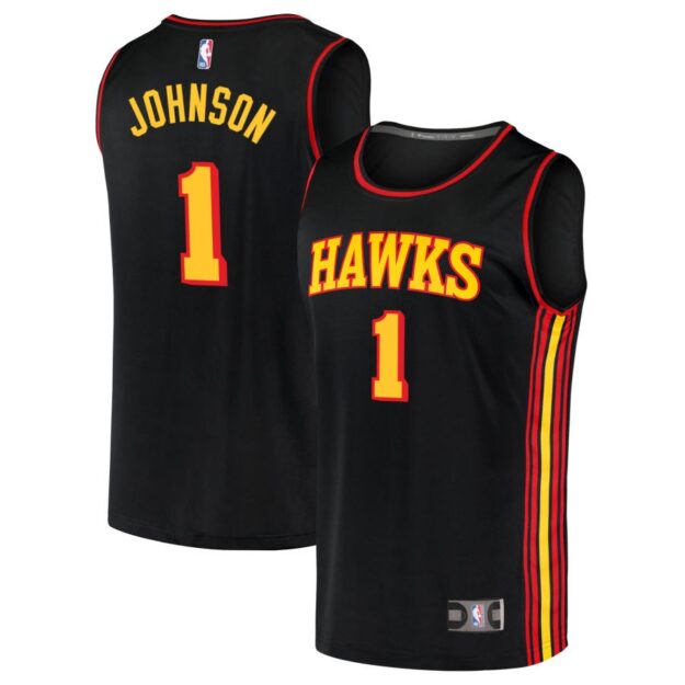 Jalen Johnson Men's Fanatics Black Atlanta Hawks Fast Break Replica Custom Jersey - Statement Edition