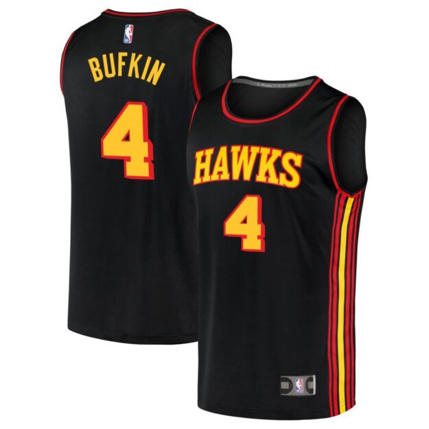 Kobe Bufkin Youth Fanatics Black Atlanta Hawks Fast Break Replica Custom Jersey - Statement Edition