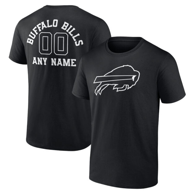 Men's Black Buffalo Bills Personalized Name & Number Monochrome T-Shirt