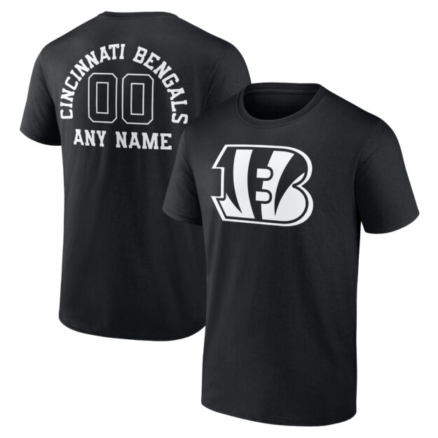 Men's Black Cincinnati Bengals Personalized Name & Number Monochrome T-Shirt