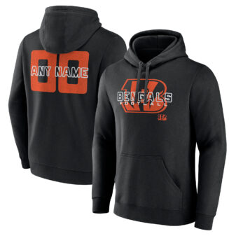 Men's Black Cincinnati Bengals Stellar Personalized Name & Number Pullover Hoodie