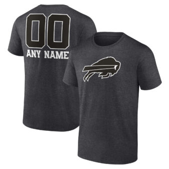 Men's Charcoal Buffalo Bills Monochrome Personalized Name & Number T-Shirt