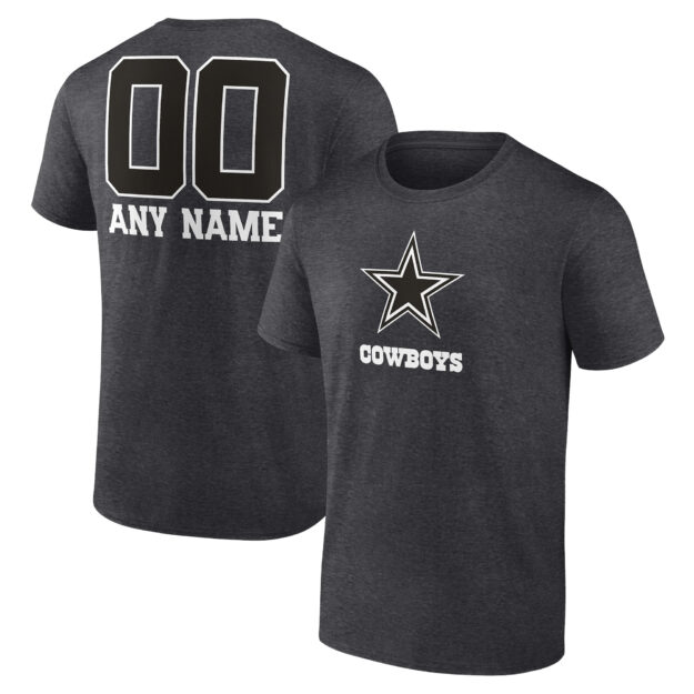 Men's Charcoal Dallas Cowboys Monochrome Personalized Name & Number T-Shirt