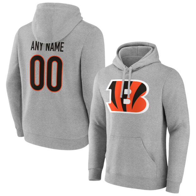 Men's Heathered Gray Cincinnati Bengals Team Authentic Custom Pullover Hoodie