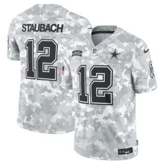 Men's Nike Roger Staubach Arctic Camo Dallas Cowboys 2024 Salute to Service Retired Player Limited Jersey