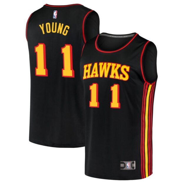 Trae Young Men's Fanatics Black Atlanta Hawks Fast Break Replica Custom Jersey - Statement Edition