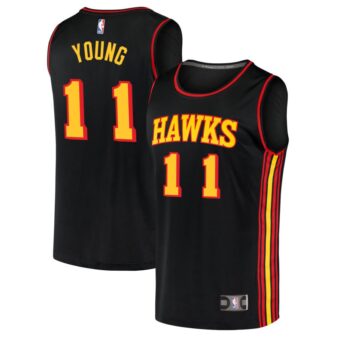 Trae Young Youth Fanatics Black Atlanta Hawks Fast Break Replica Custom Jersey - Statement Edition