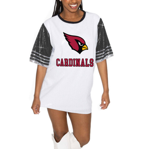 Women's Gameday Couture White/Black Arizona Cardinals Bling It Full Sequin Jersey Dress