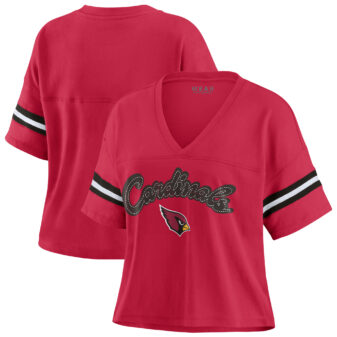 Women's WEAR by Erin Andrews Cardinal/White Arizona Cardinals Plus Size Color Block Boxy T-Shirt