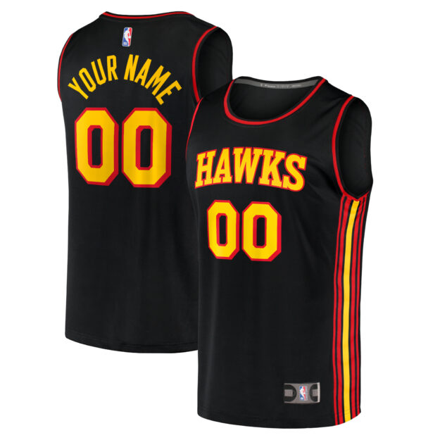 Youth Fanatics Black Atlanta Hawks Custom Fast Break Replica Jersey - Statement Edition