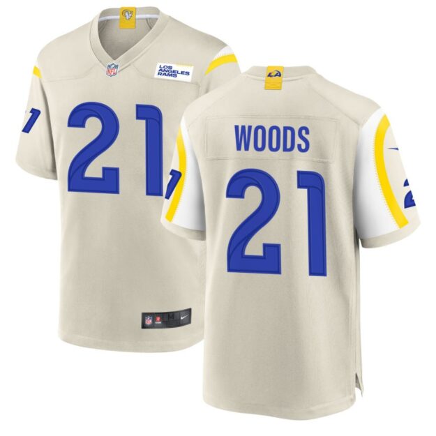 Charles Woods Men's Nike Los Angeles Rams Bone Custom Game Jersey