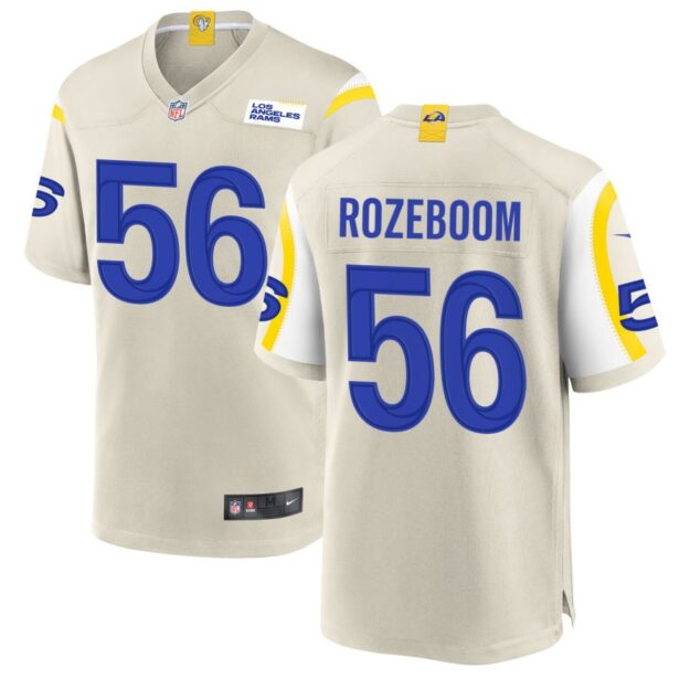 Christian Rozeboom Men's Nike Los Angeles Rams Bone Custom Game Jersey