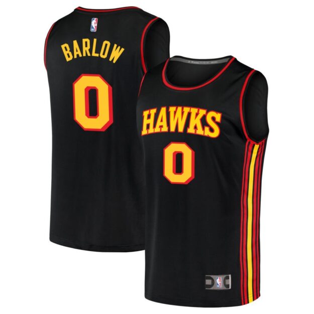 Dominick Barlow Youth Fanatics Black Atlanta Hawks Fast Break Replica Custom Jersey - Statement Edition