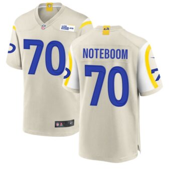 Joe Noteboom Men's Nike Los Angeles Rams Bone Custom Game Jersey