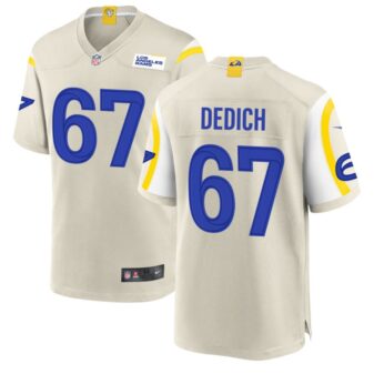 Justin Dedich Men's Nike Los Angeles Rams Bone Custom Game Jersey