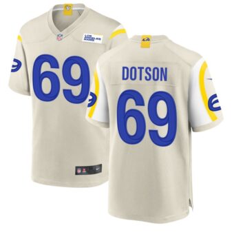 Kevin Dotson Men's Nike Los Angeles Rams Bone Custom Game Jersey