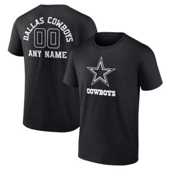 Men's Black Dallas Cowboys Personalized Name & Number Monochrome T-Shirt