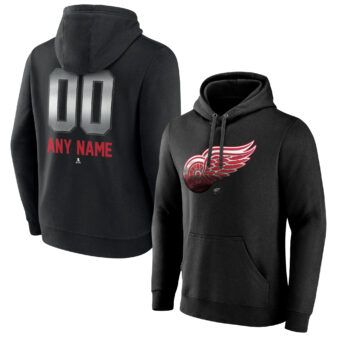 Men's Black Detroit Red Wings Personalized Midnight Mascot Logo Pullover Hoodie