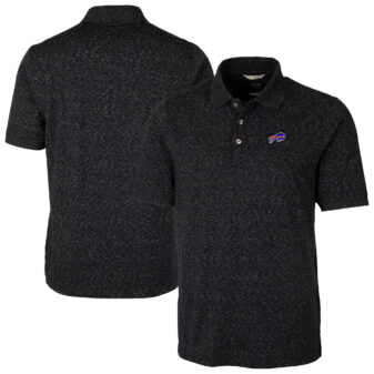 Men's Cutter & Buck Black Buffalo Bills Big & Tall Advantage Tri-Blend Space Dye Polo