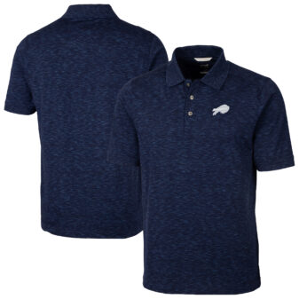 Men's Cutter & Buck Navy Buffalo Bills Big & Tall Advantage Tri-Blend Space Dye Polo