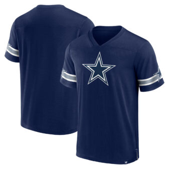 Men's Fanatics Navy Dallas Cowboys Jersey Tackle V-Neck T-Shirt