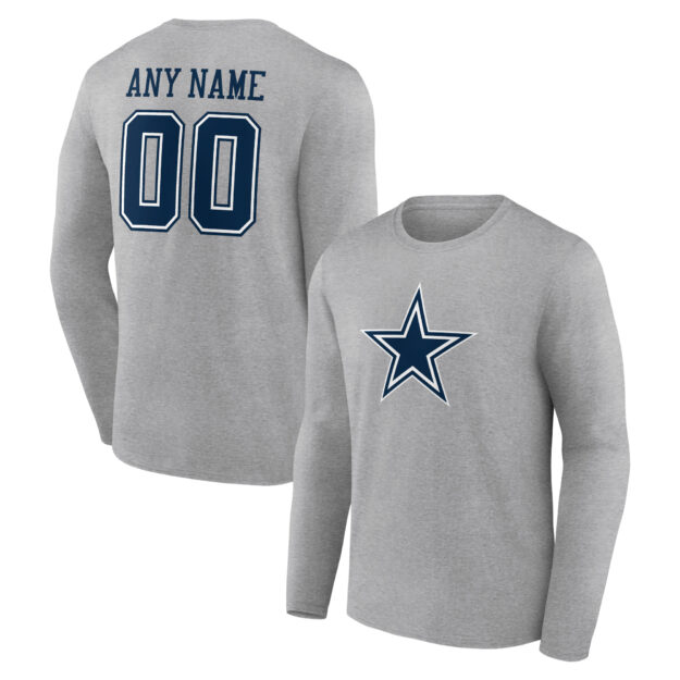 Men's Gray Dallas Cowboys Team Authentic Custom Long Sleeve T-Shirt