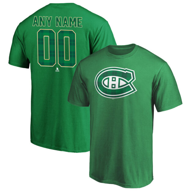 Men's Green Montreal Canadiens Emerald Plaid Personalized Name & Number T-Shirt