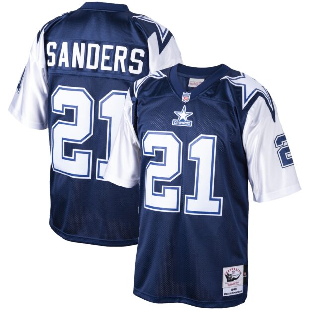 Men's Mitchell & Ness Deion Sanders Navy Dallas Cowboys Big & Tall 1995 Retired Player Replica Jersey