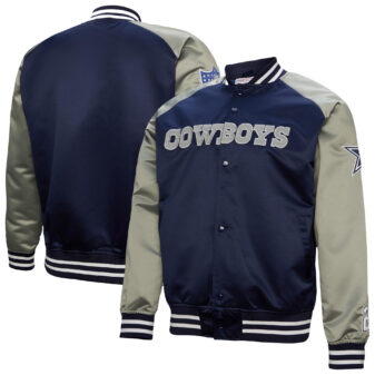 Men's Mitchell & Ness Deion Sanders Navy Dallas Cowboys Vintage Lightweight Satin Full-Snap Jacket