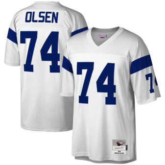 Men's Mitchell & Ness Merlin Olsen White Los Angeles Rams Legacy Replica Jersey