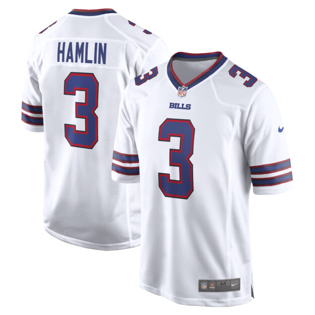 Men's Nike Damar Hamlin White Buffalo Bills Game Jersey