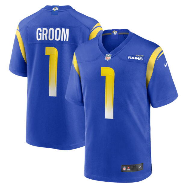 Men's Nike Number 1 Groom Royal Los Angeles Rams Game Jersey