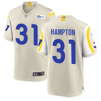 Nick Hampton Men's Nike Los Angeles Rams Bone Custom Game Jersey