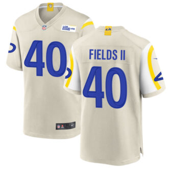 Tony Fields II Men's Nike Los Angeles Rams Bone Custom Game Jersey