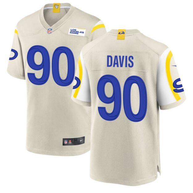 Tyler Davis Men's Nike Los Angeles Rams Bone Custom Game Jersey