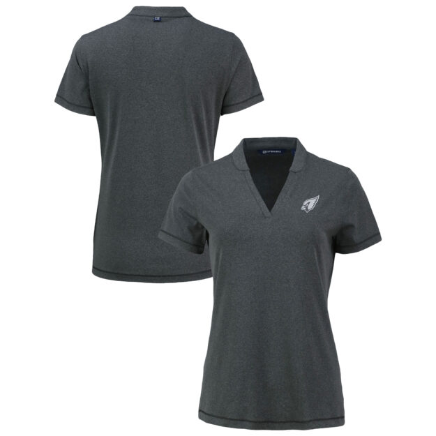 Women's Cutter & Buck Heather Black Arizona Cardinals Forge Stretch Blade DryTec V-Neck Polo