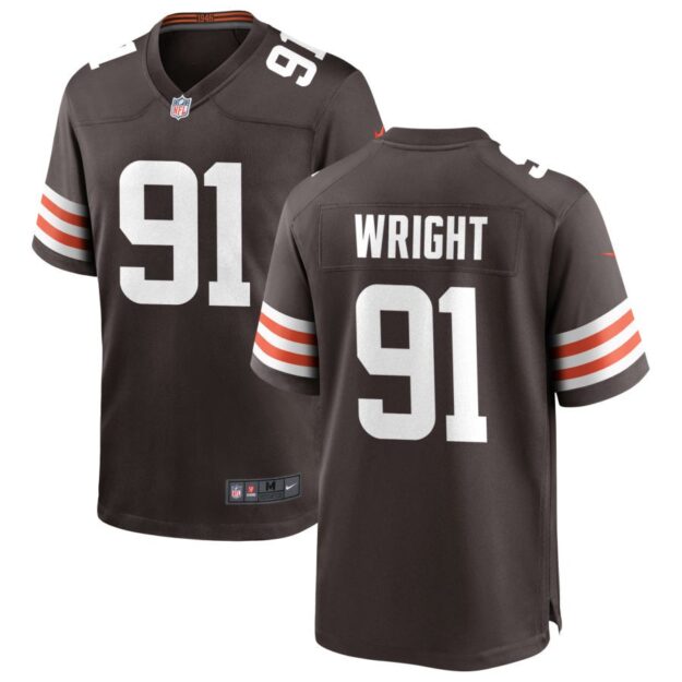 Alex Wright Men's Nike Cleveland Browns Brown Custom Game Jersey