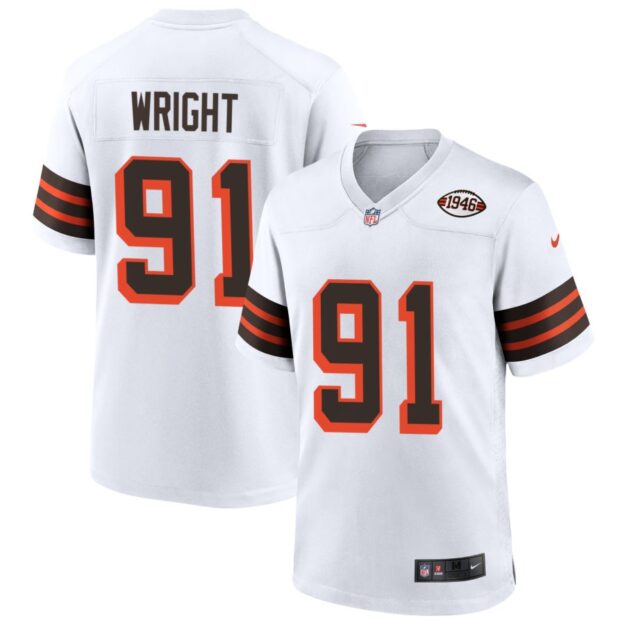 Alex Wright Men's Nike White Cleveland Browns 1946 Collection Alternate Custom Jersey