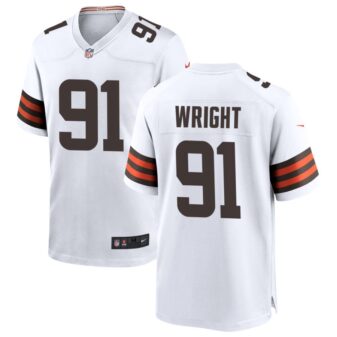 Alex Wright Men's Nike White Cleveland Browns Custom Game Jersey