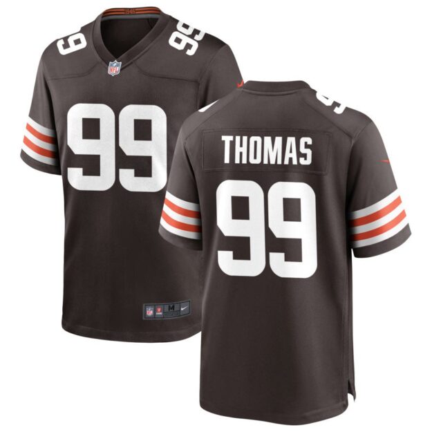 Cameron Thomas Men's Nike Cleveland Browns Brown Custom Game Jersey