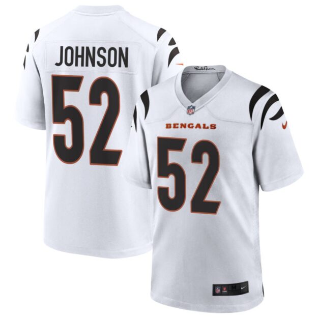 Cedric Johnson Men's Nike White Cincinnati Bengals Game Custom Jersey