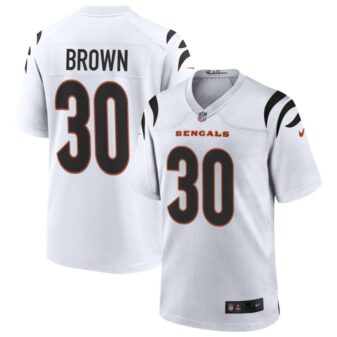 Chase Brown Men's Nike White Cincinnati Bengals Game Custom Jersey