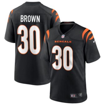 Chase Brown Youth Nike Black Cincinnati Bengals Logo Game Custom Jersey